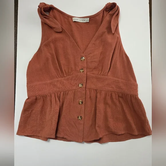 Paper Crane Shoulder Tie Linen Top - Picture 1 of 6